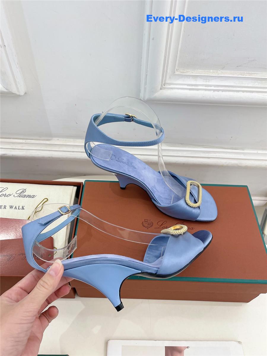 L0r0 P1ana metal buckle high heel sandals blue