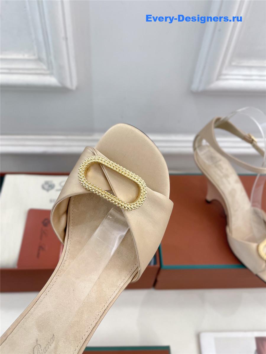 L0r0 P1ana metal buckle high heel sandals beige