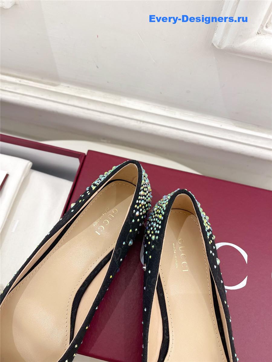Gvc*1 horsebit pointed rhinestone slingback flats black