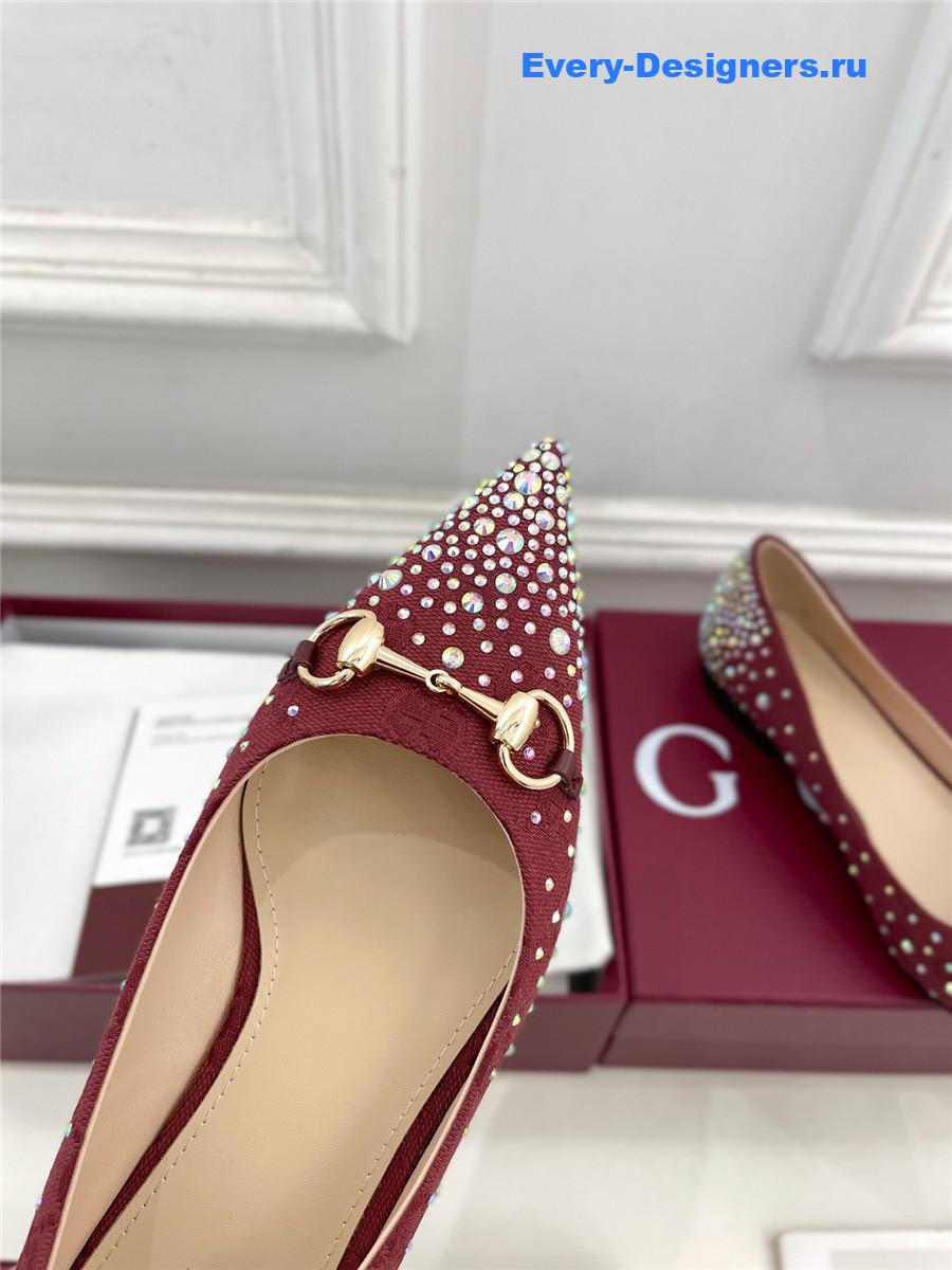Gvc*1 horsebit pointed rhinestone slingback flats