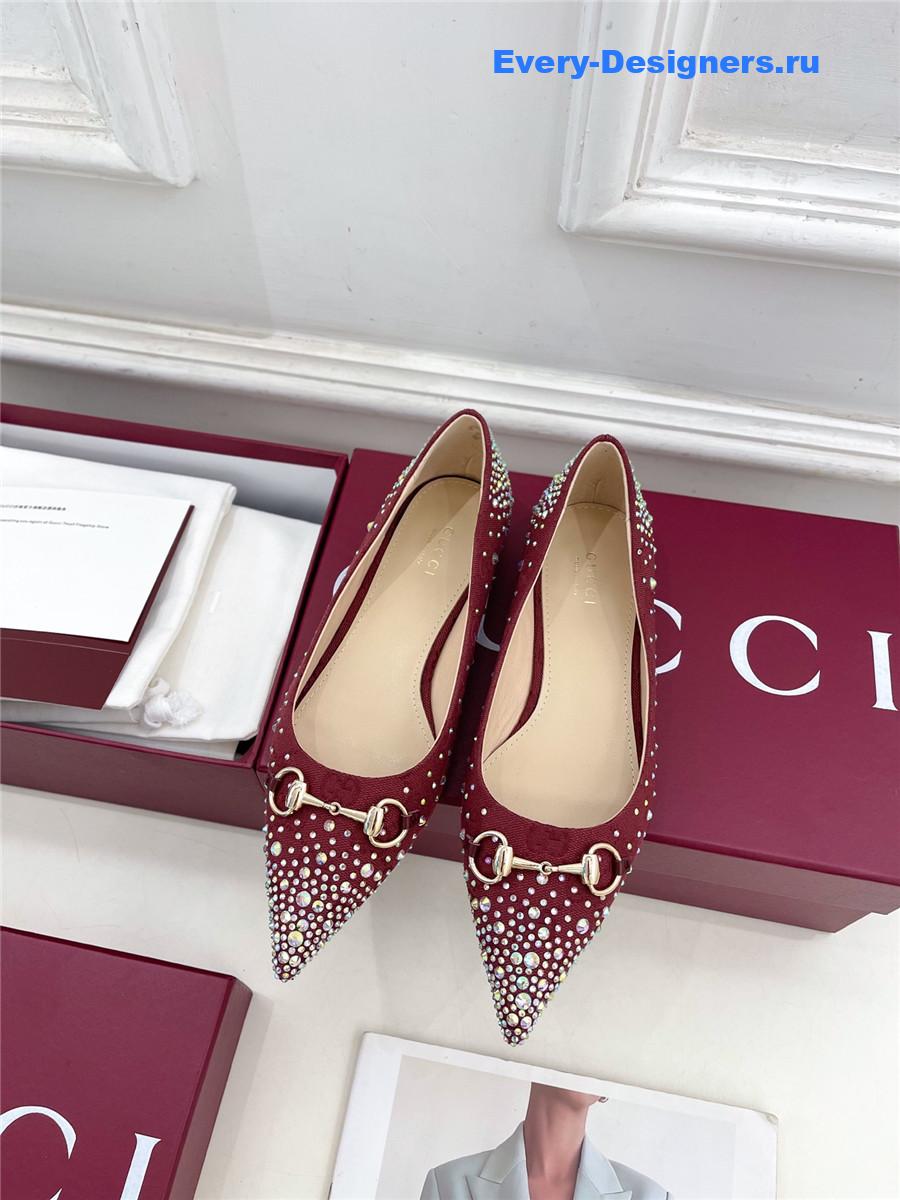 Gvc*1 horsebit pointed rhinestone slingback flats