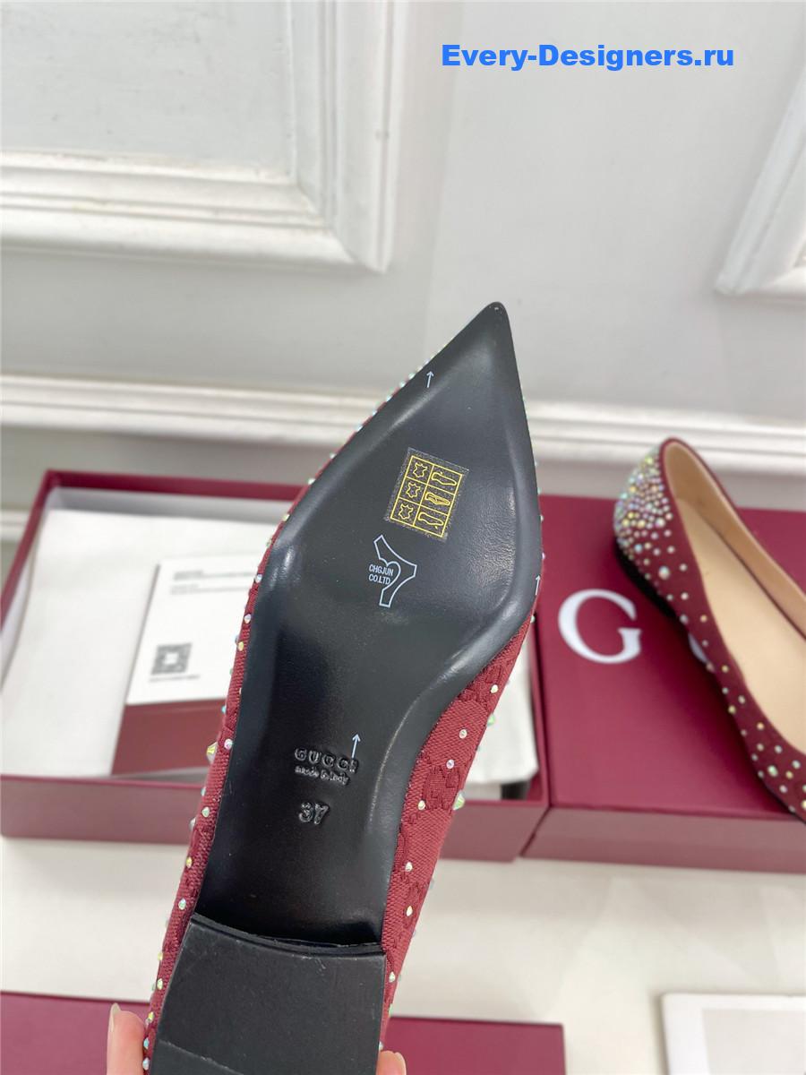 Gvc*1 horsebit pointed rhinestone slingback flats