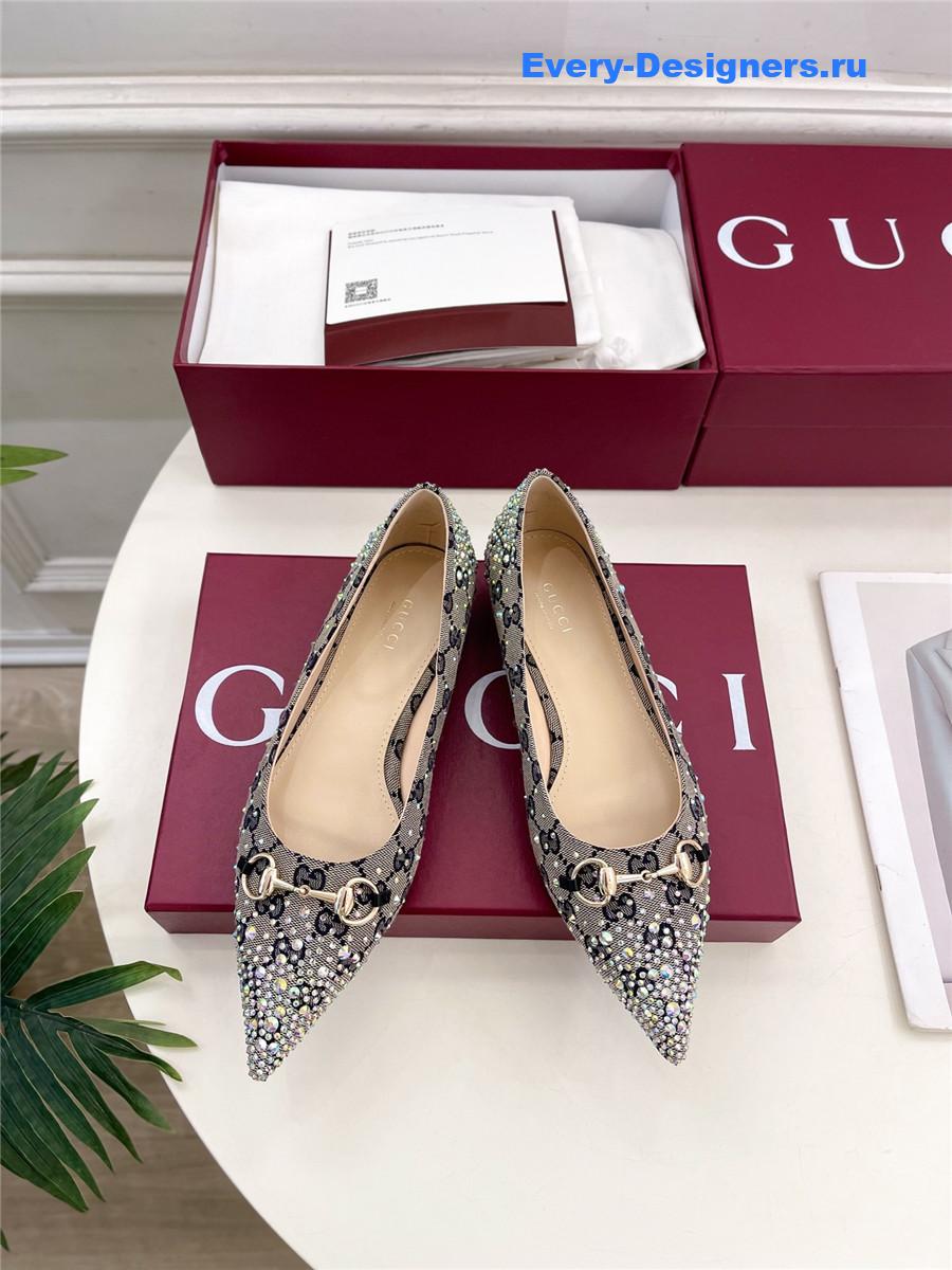 Gvc*1 horsebit gg canvas slingback flats