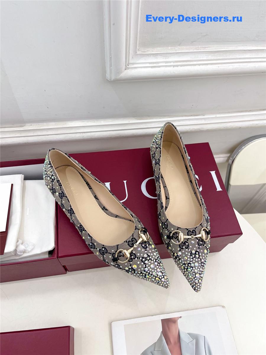 Gvc*1 horsebit gg canvas slingback flats