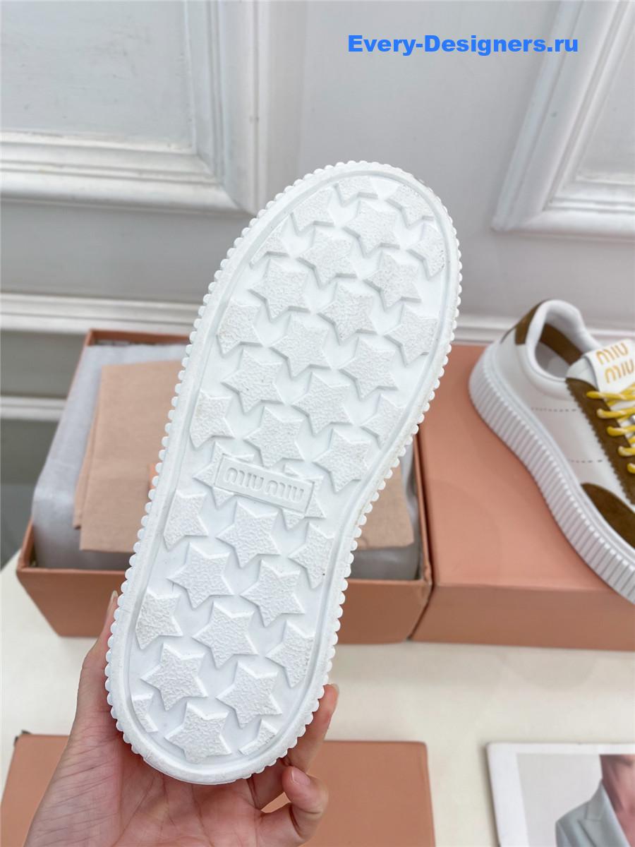 Miu Miu Brown Lace-Up Low Top Platform Sneakers