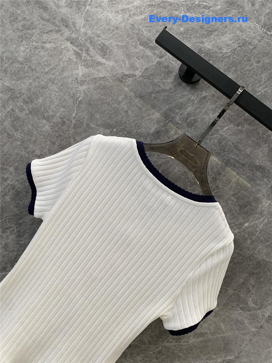 Miu Miu Embroidered Crew Neck Top