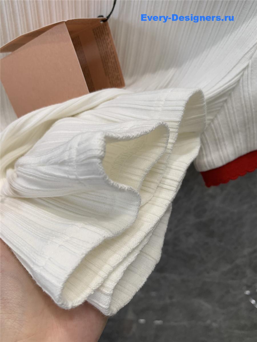 Miu Miu Red Embroidered Crew Neck Top