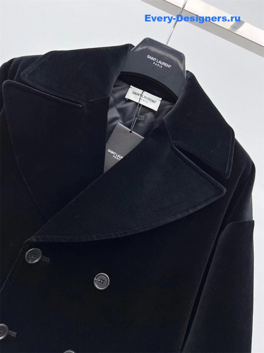 Sa1nt Lau*nt crystal-embellished velvet coat