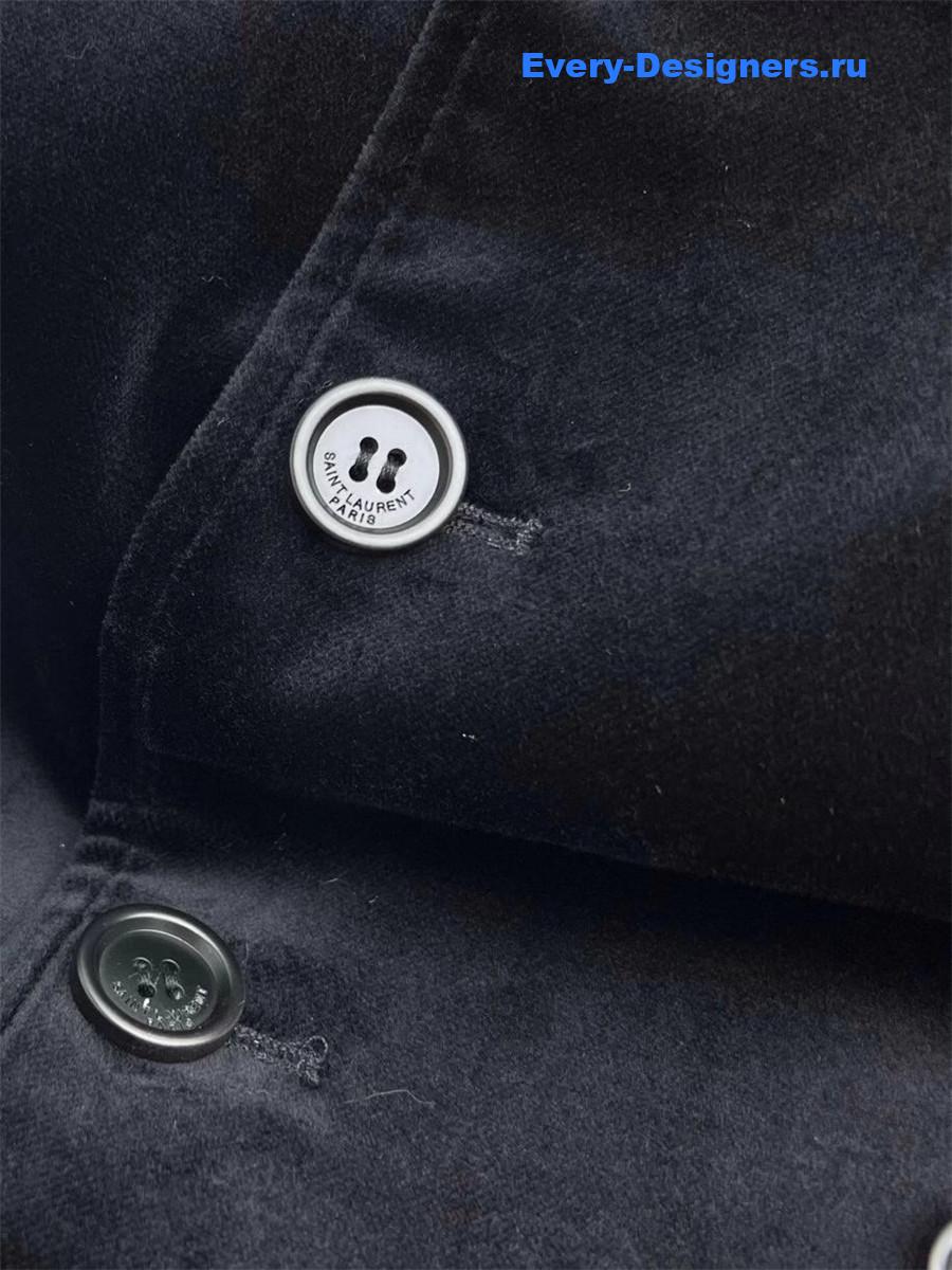 Sa1nt Lau*nt crystal-embellished velvet coat