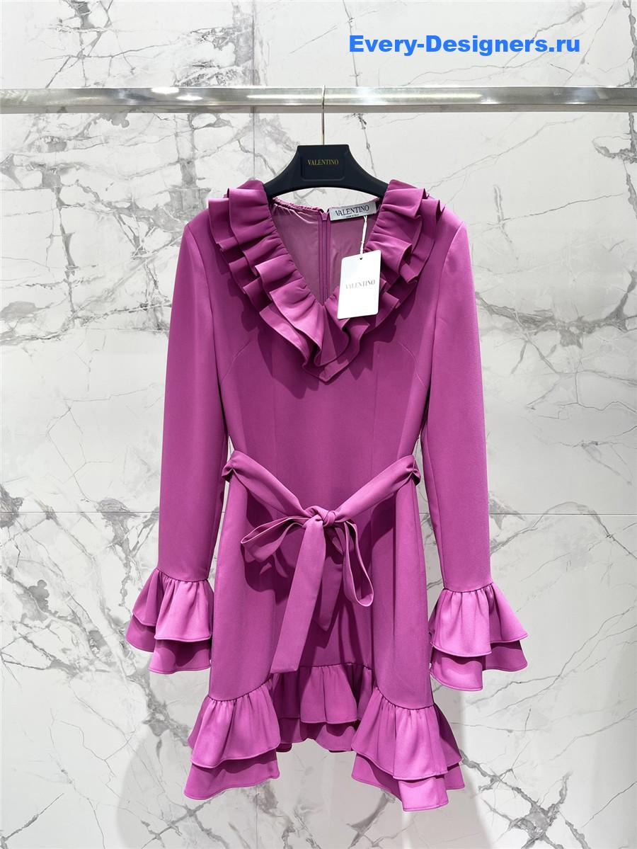 Va1e*ntin0 v-neck ruffle dress purple
