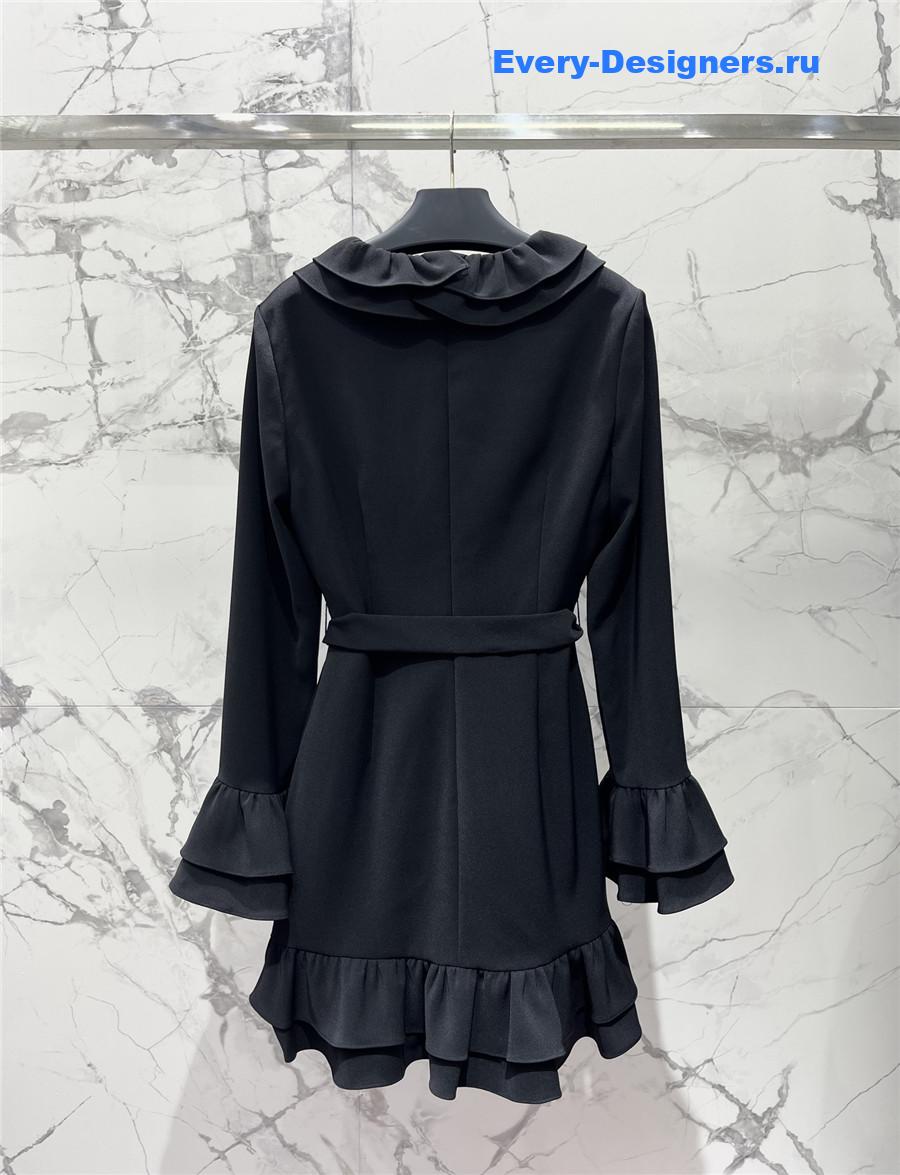 Va1e*ntin0 v-neck ruffle dress black