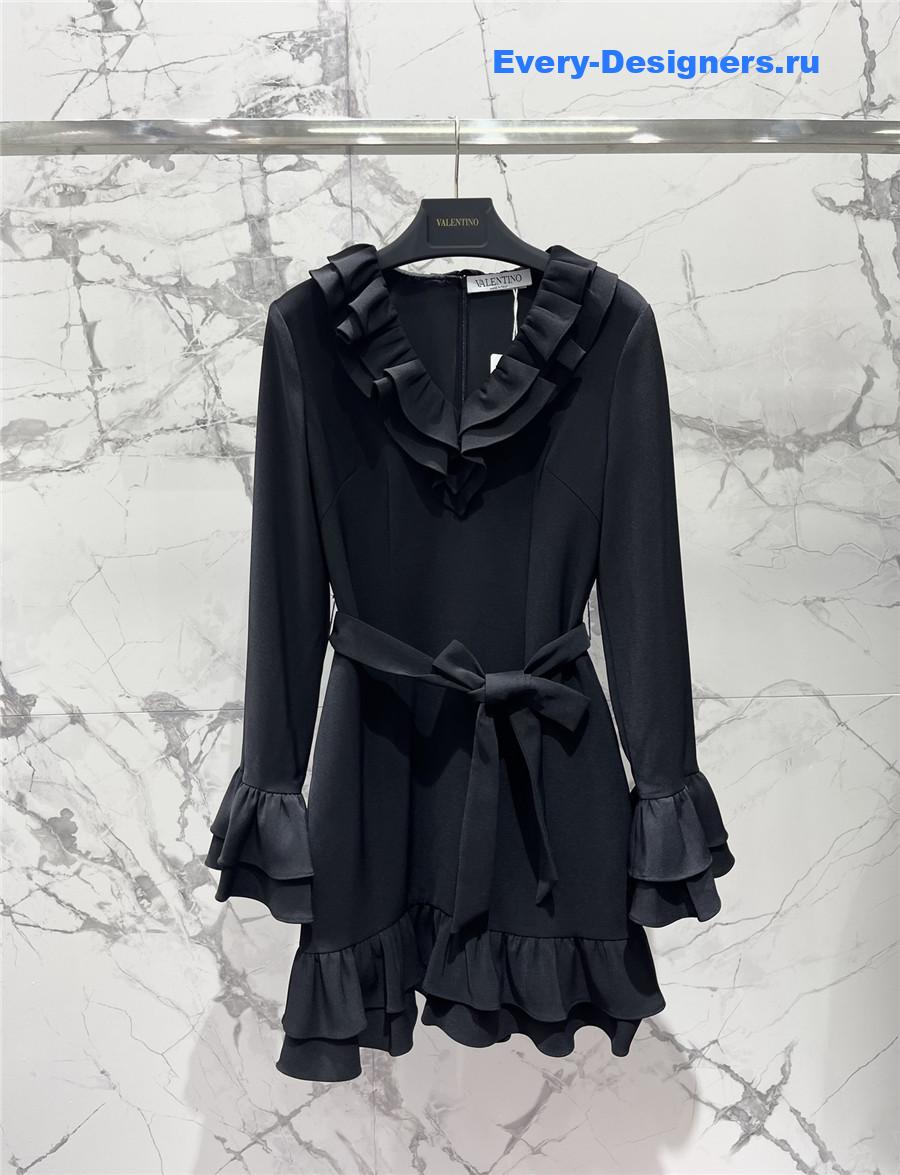Va1e*ntin0 v-neck ruffle dress black