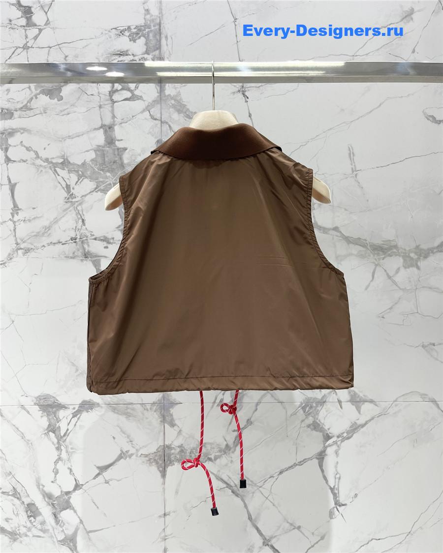 Miu Miu Logo-Print Crop Top Brown