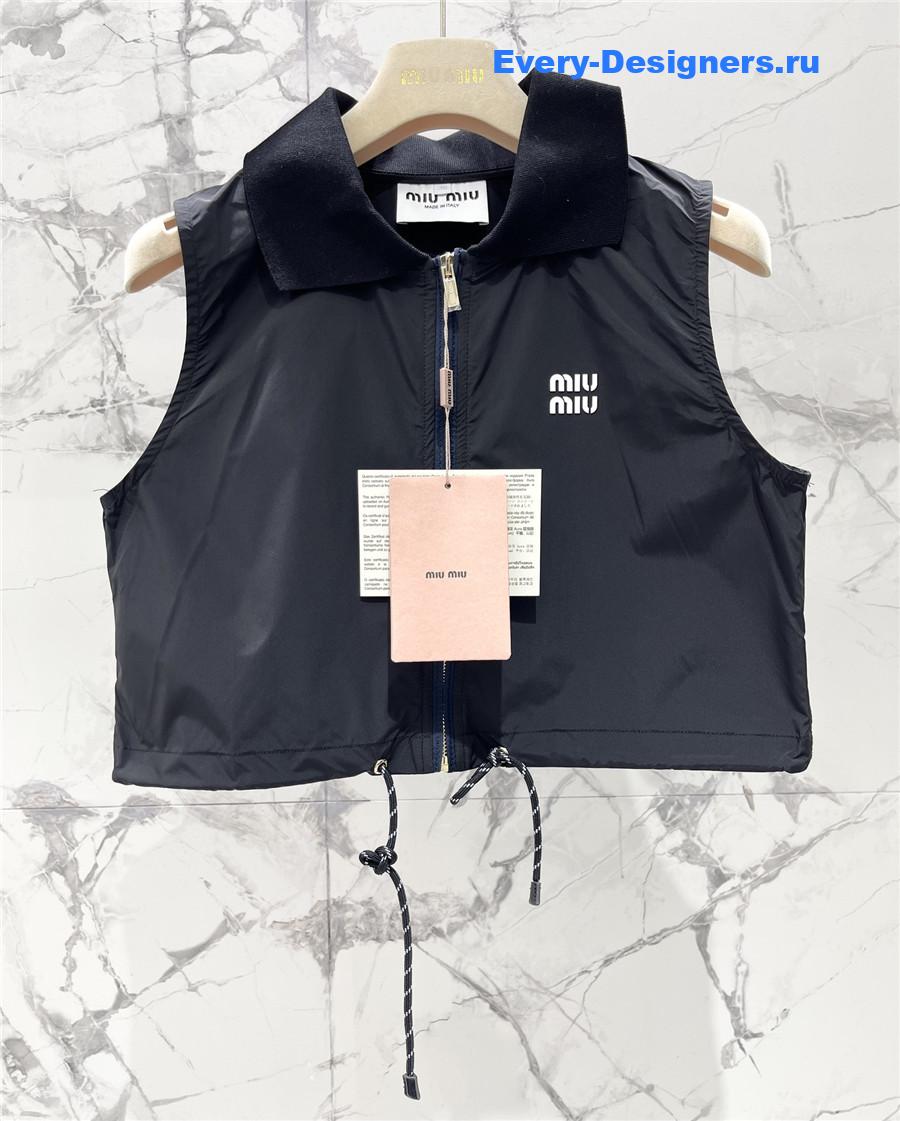 Miu Miu Logo-Print Crop Top Black