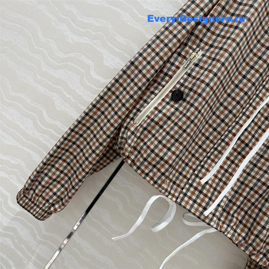 Miu Miu Vichy Pattern Blouson in Brown