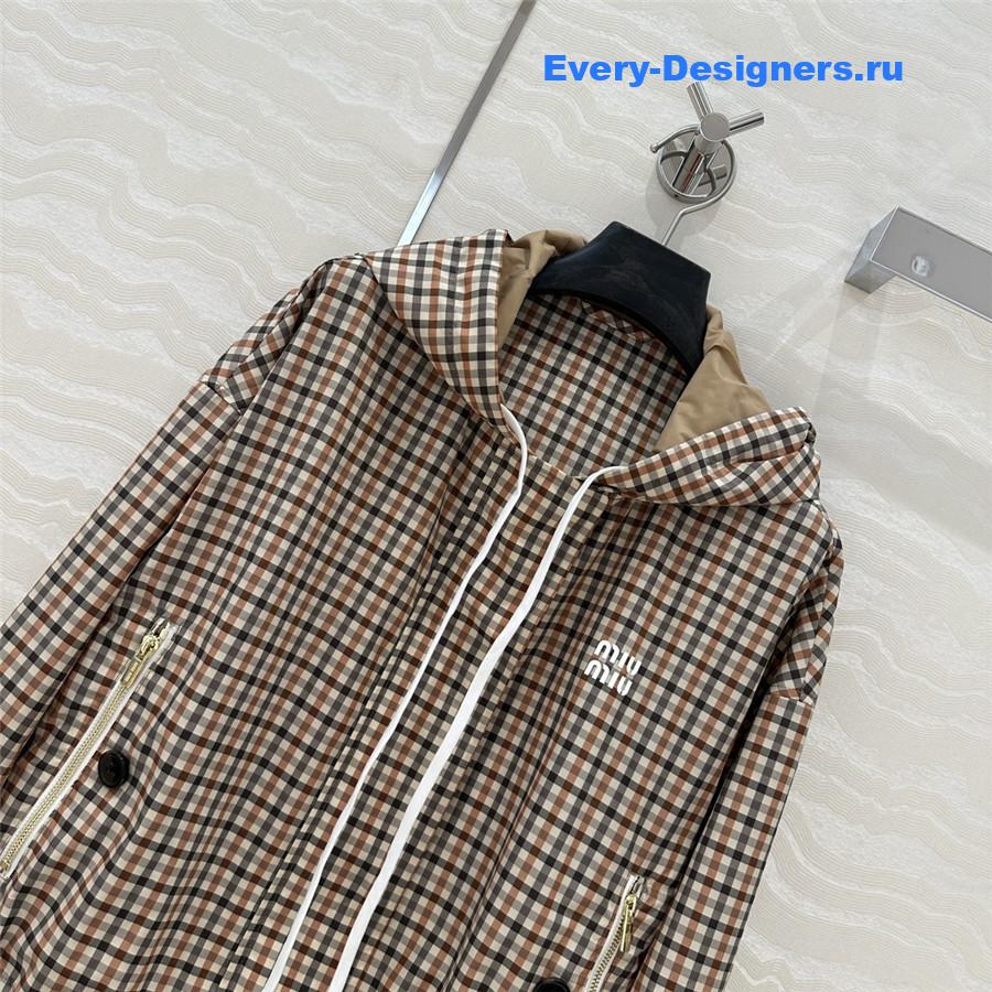 Miu Miu Vichy Pattern Blouson in Brown