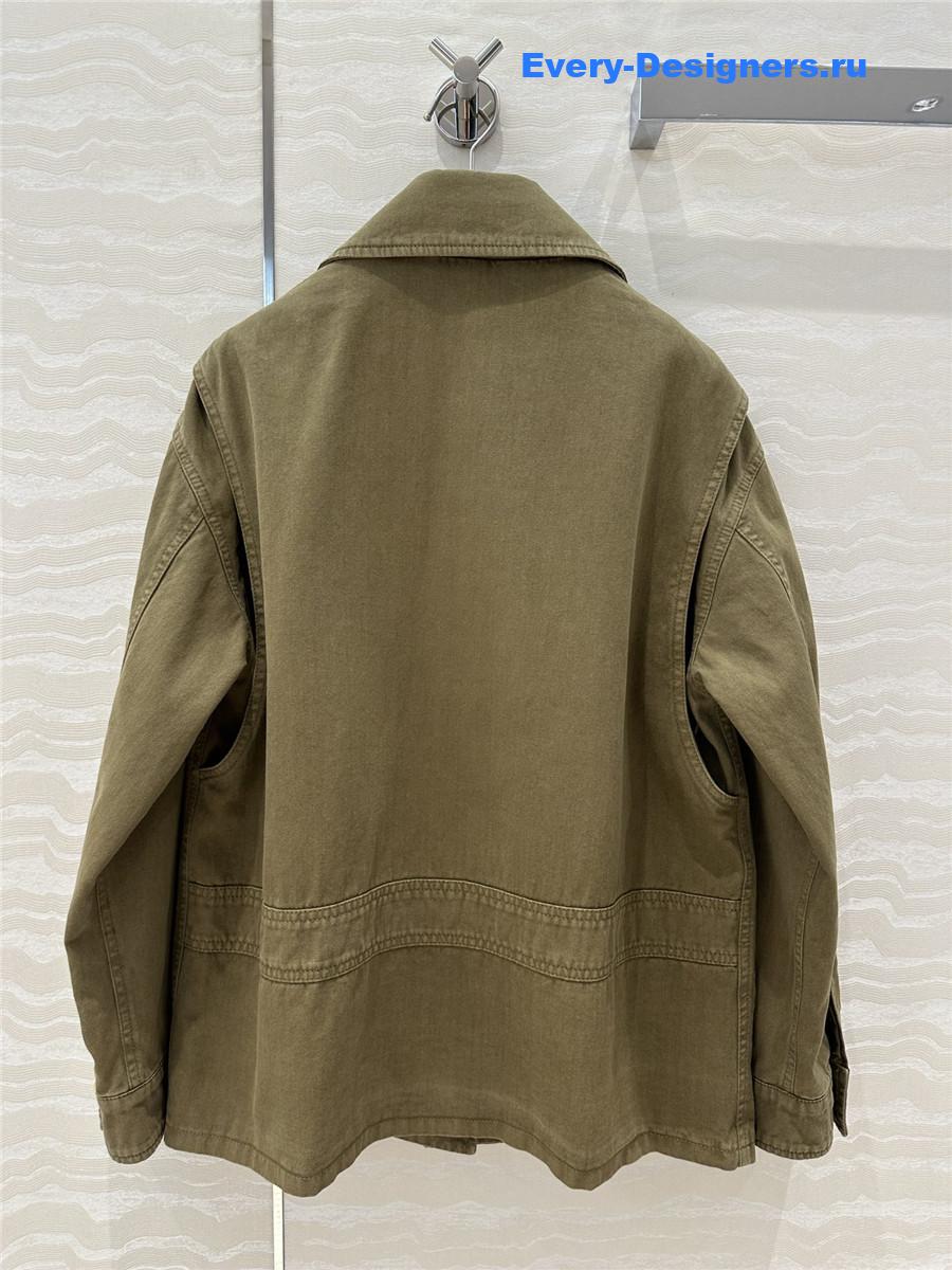 Miu Miu Olive Green Cotton Satin Jacket
