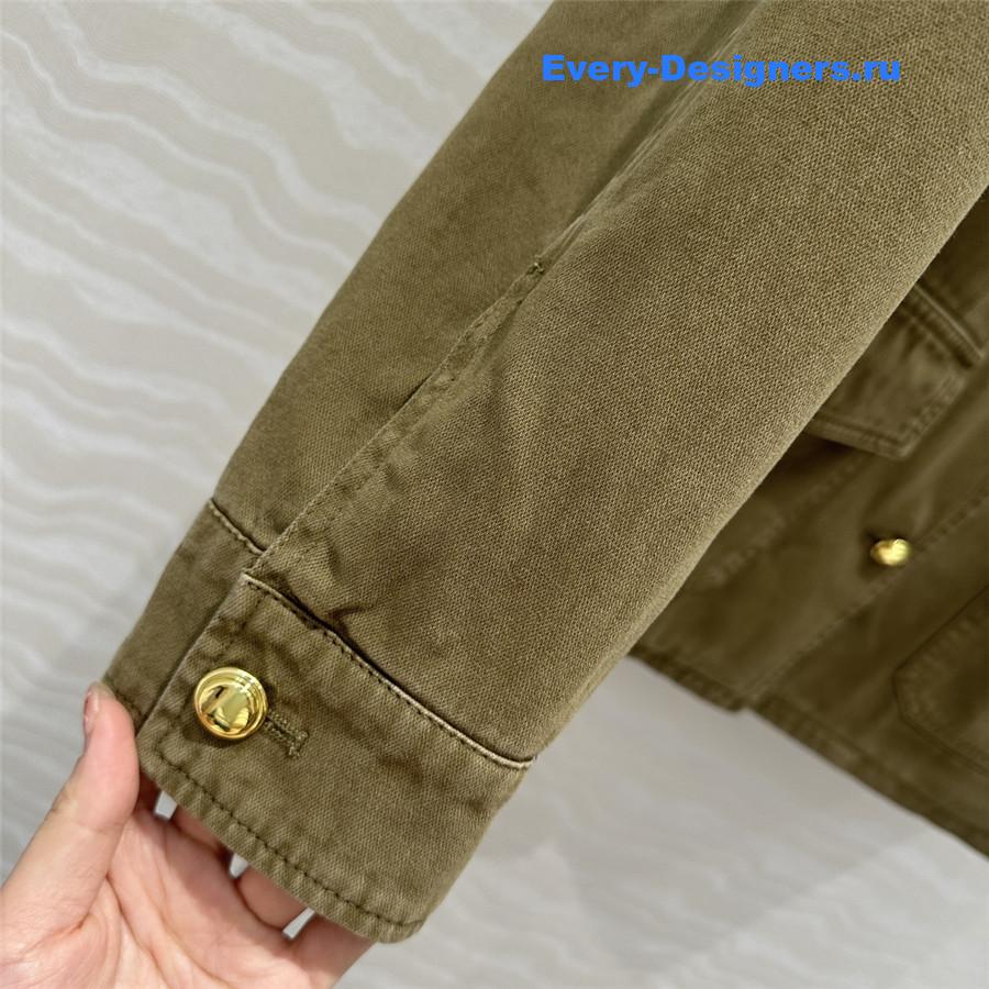 Miu Miu Olive Green Cotton Satin Jacket