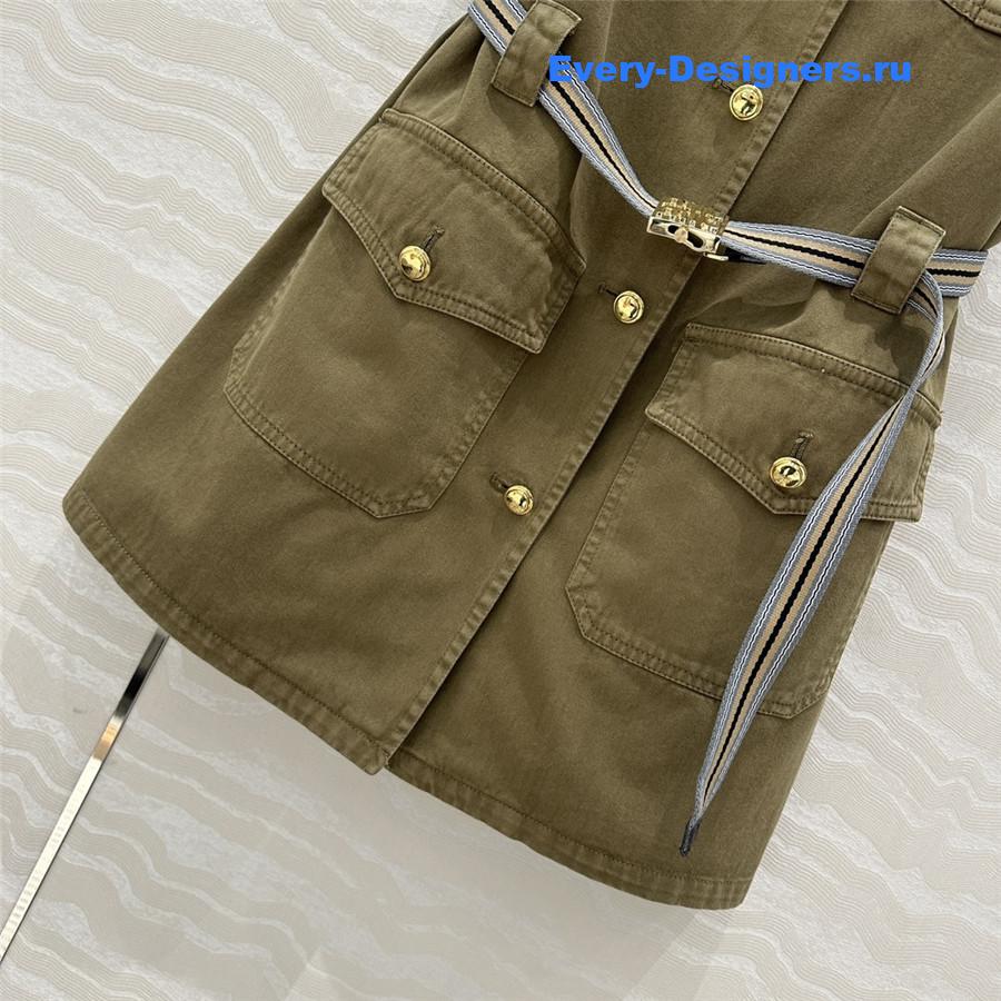 Miu Miu Olive Green Cotton Satin Dress