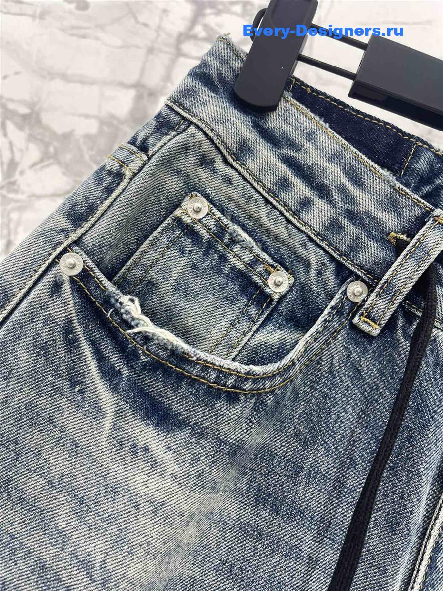 Ba1en*iaga irregular drawstring jeans