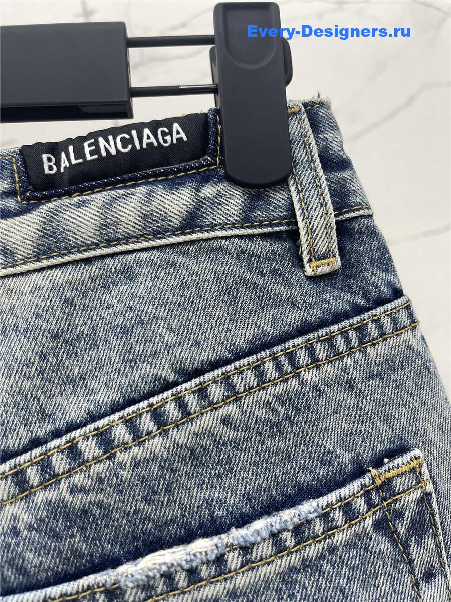 Ba1en*iaga irregular drawstring jeans