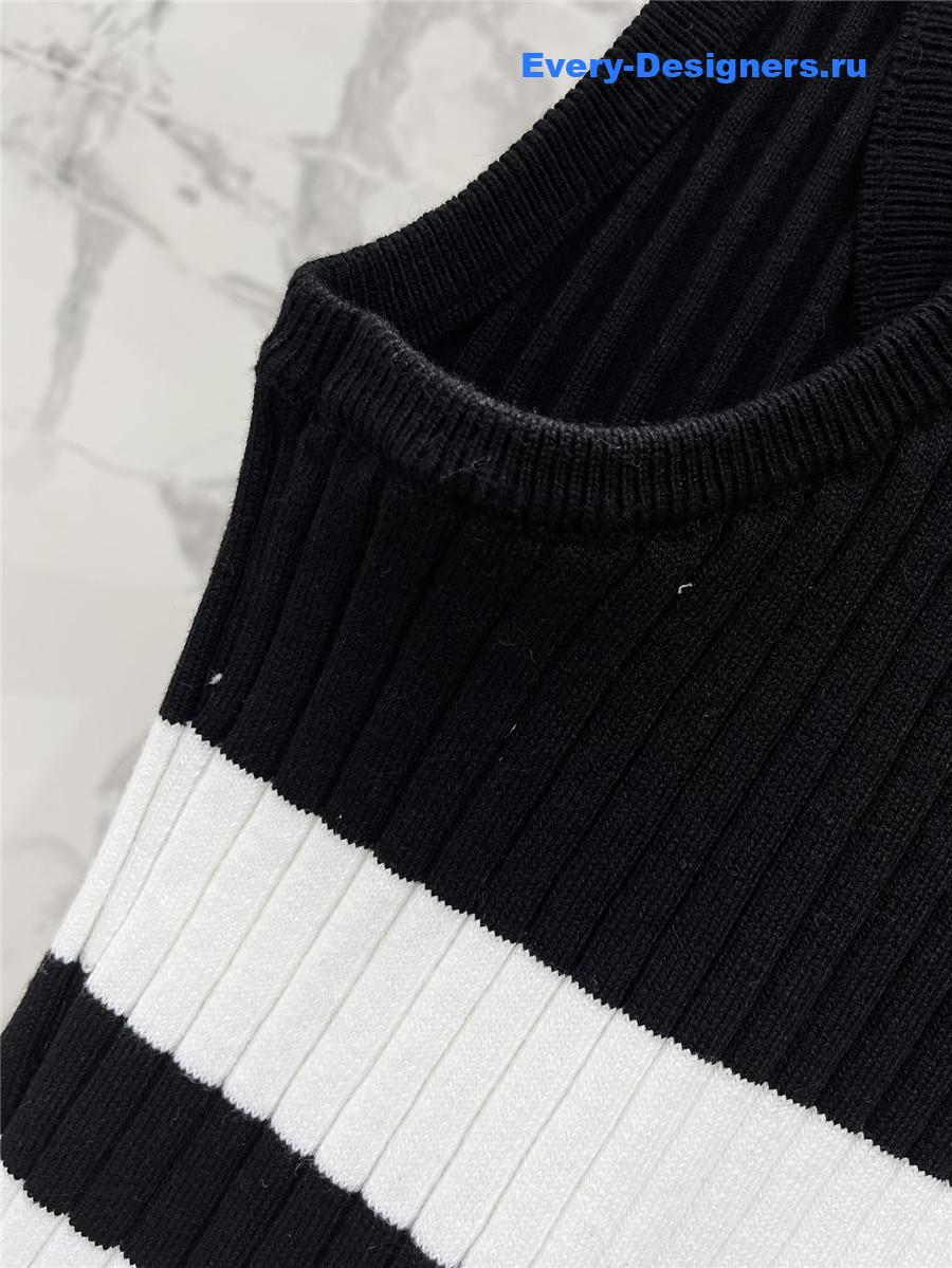 Ch**el black white striped knitted vest
