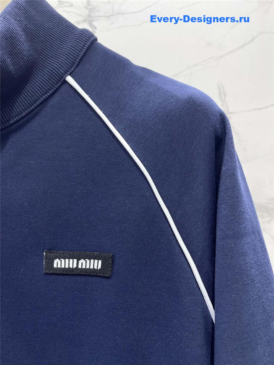 Miu Miu Amaranth Blue Zipper Cardigan