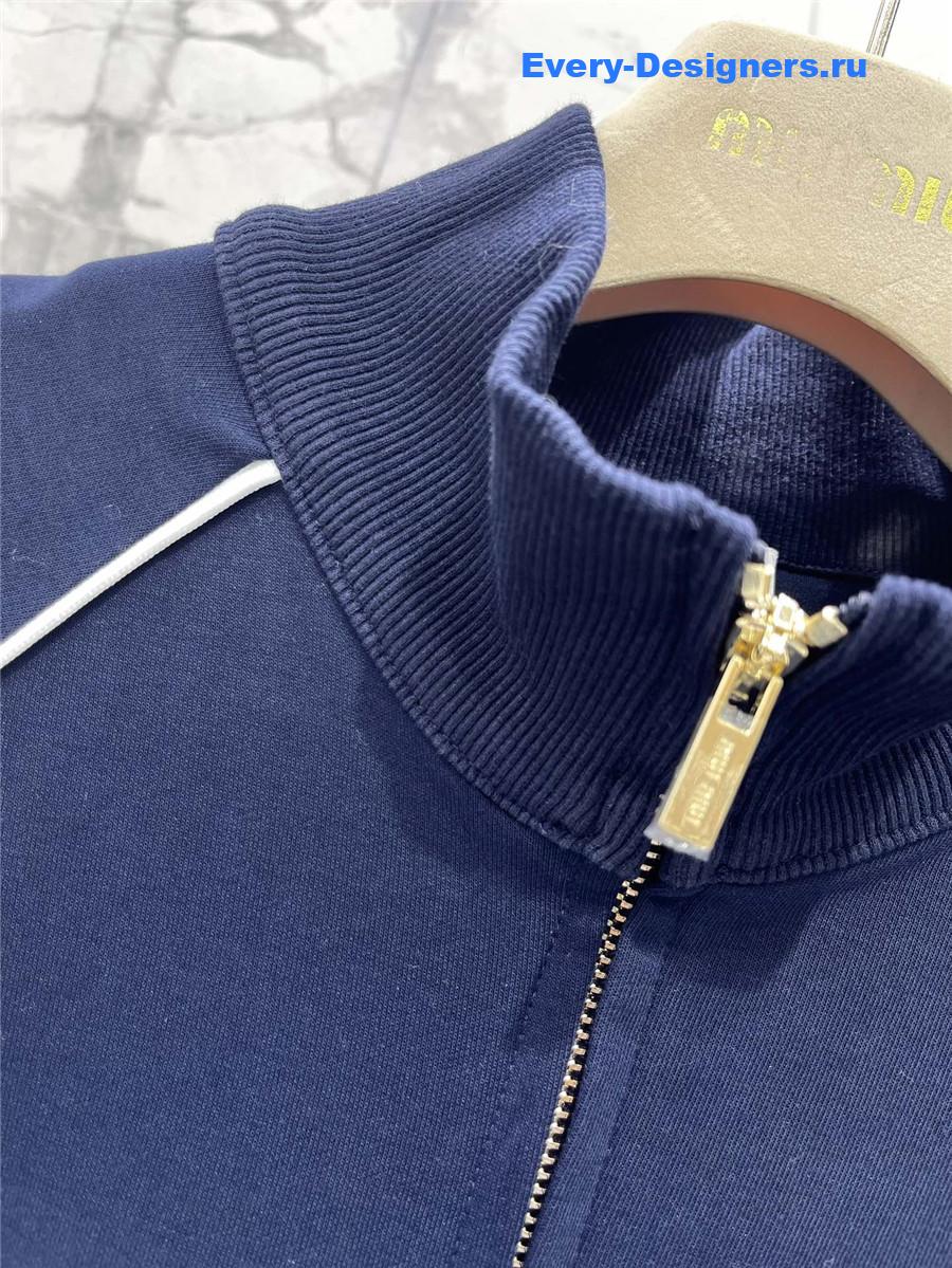 Miu Miu Amaranth Blue Zipper Cardigan