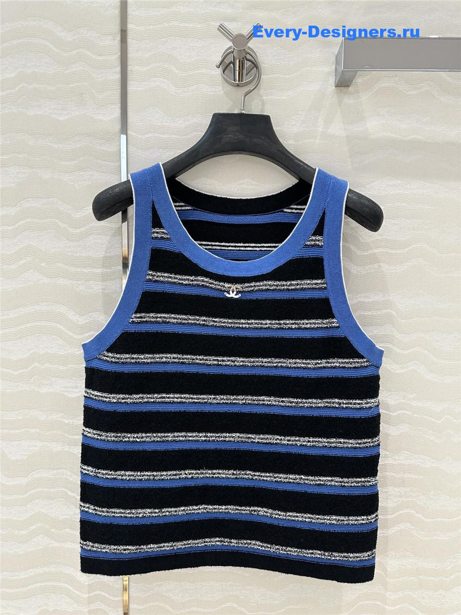 Ch**el blue black striped knitted vest