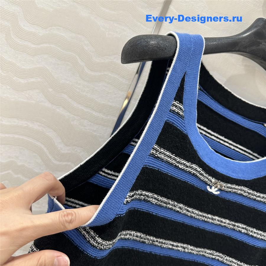 Ch**el blue black striped knitted vest