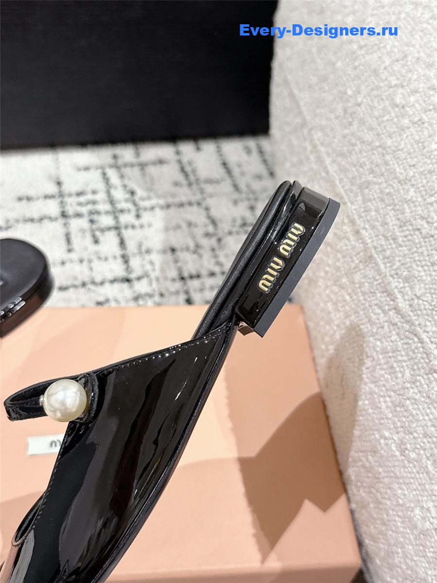 Miu Miu Block Heel Mary Jane Slippers Black