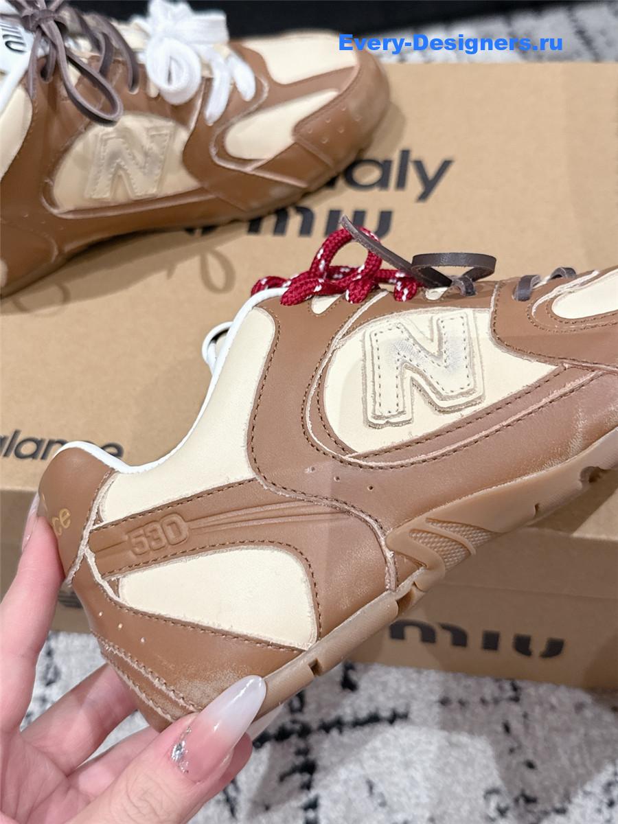 Miu Miu x New Balance 530 SL Leather Sneaker in Brown