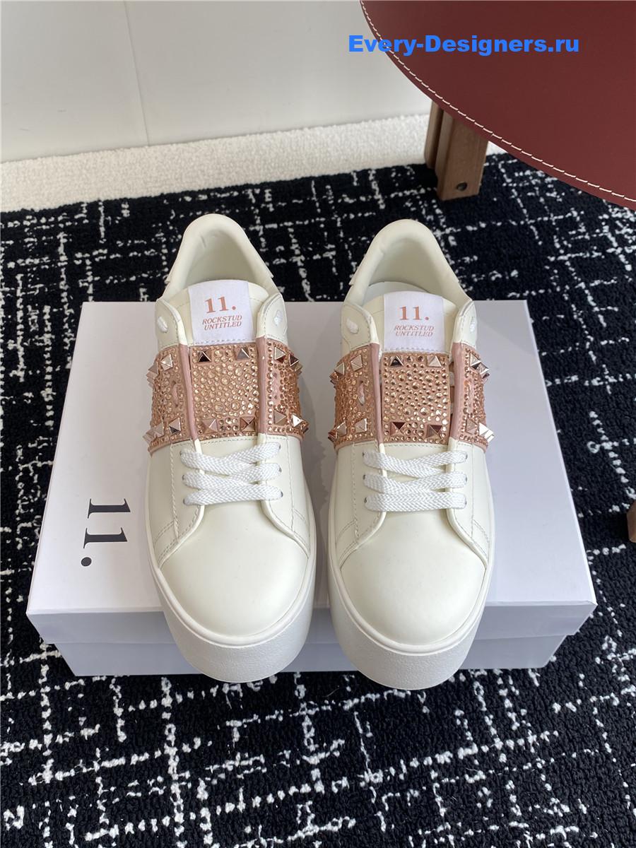 Va1e*ntin0 garavani rockstud pink leather flatform sneakers