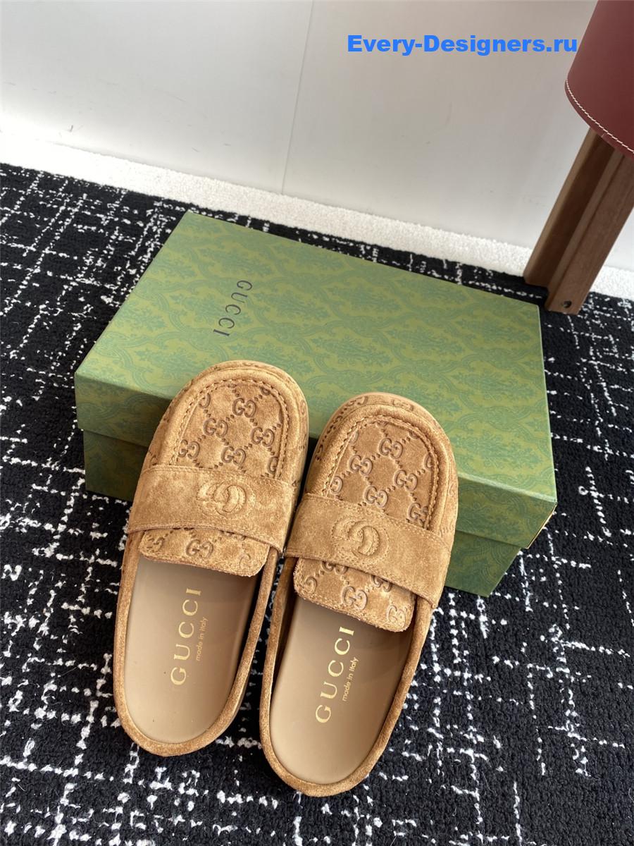 Gvc*1 celia gg suede mules brown