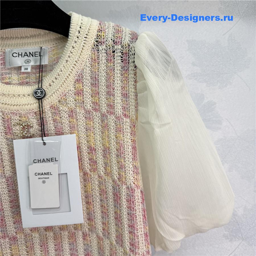 Ch**el knitted crew neck short sleeve top