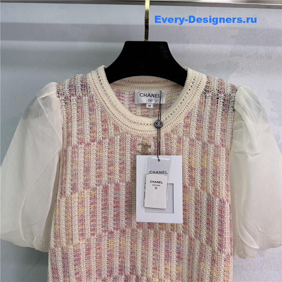 Ch**el knitted crew neck short sleeve top