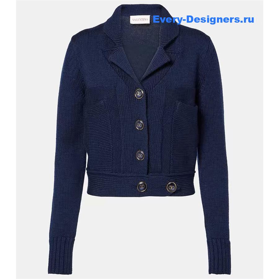 Va1e*ntin0 blue v-neck knitted jacket
