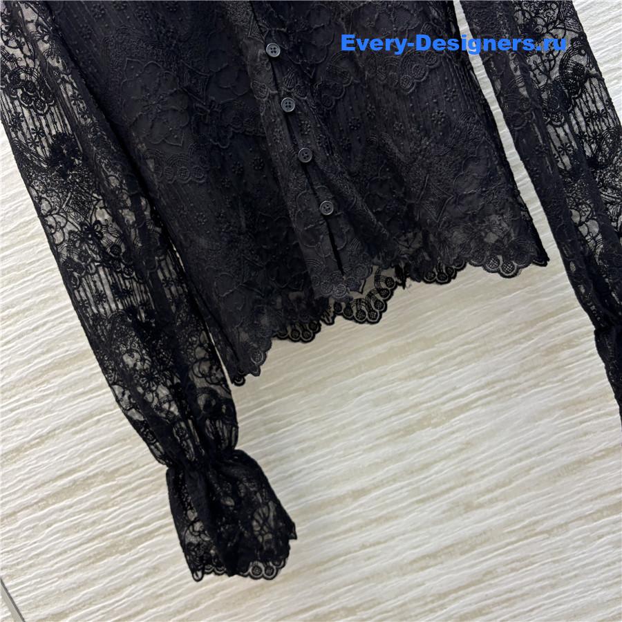 Va1e*ntin0 black v-neck lace shirt