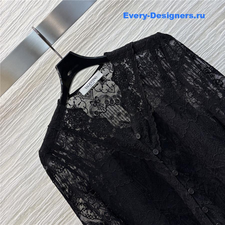 Va1e*ntin0 black v-neck lace shirt