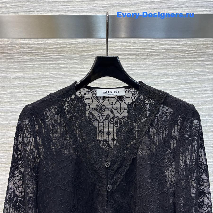 Va1e*ntin0 black v-neck lace shirt