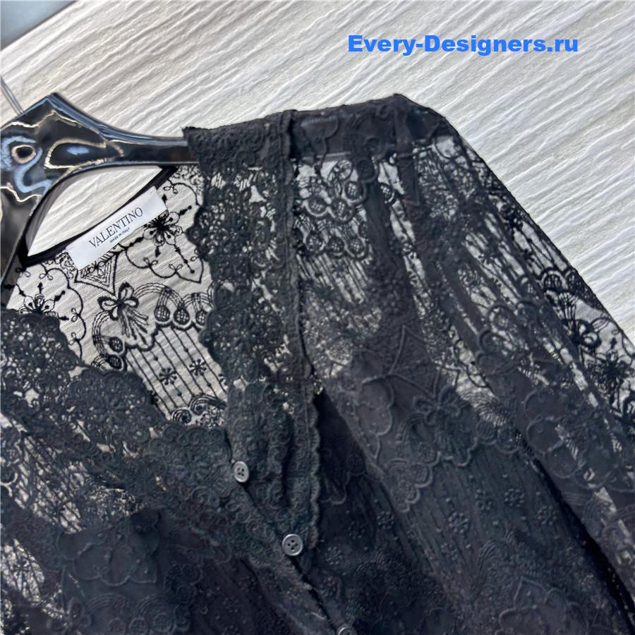 Va1e*ntin0 black v-neck lace shirt