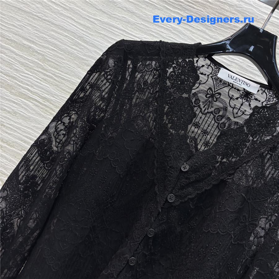 Va1e*ntin0 black v-neck lace shirt