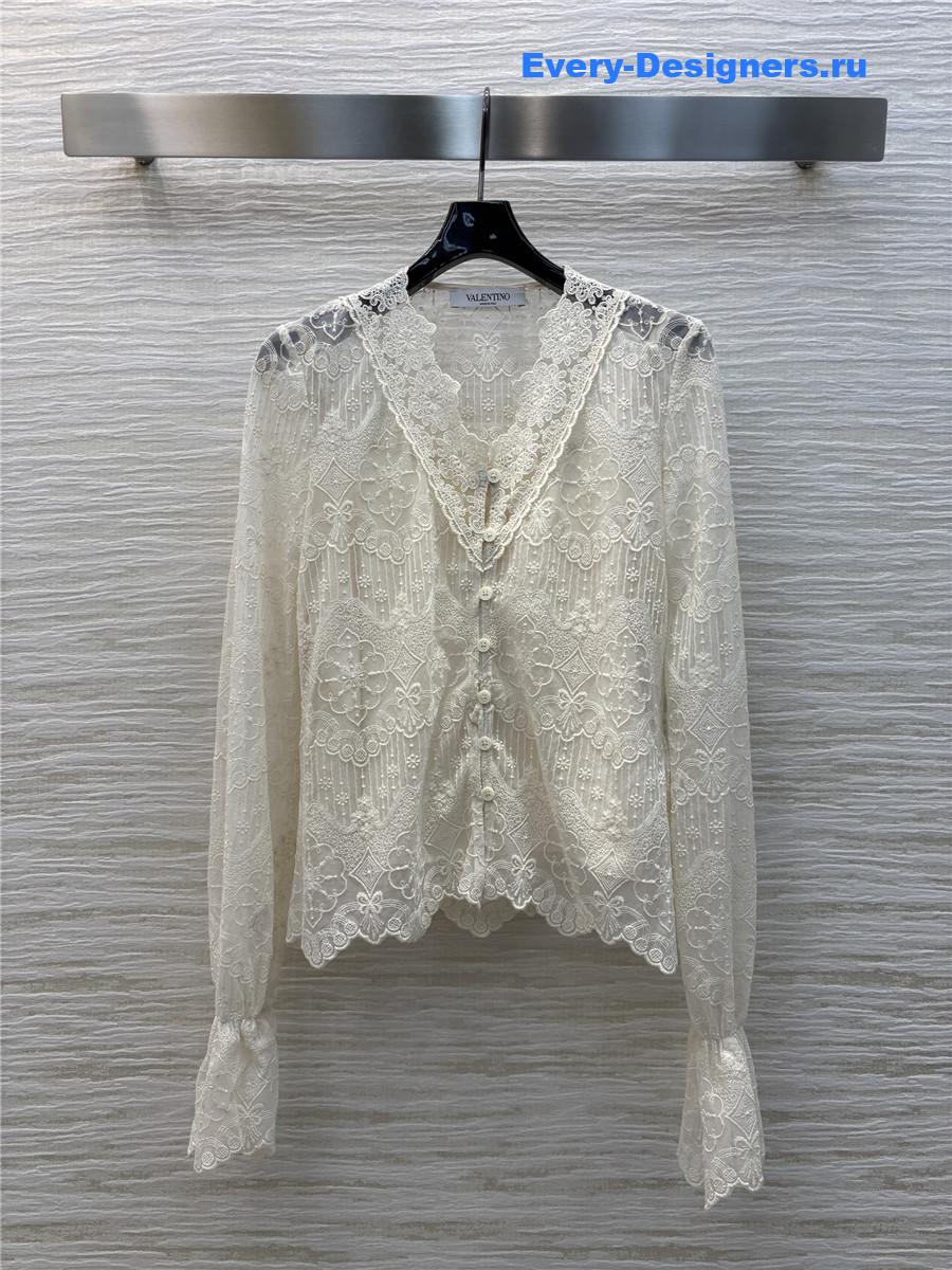 Va1e*ntin0 v-neck lace shirt