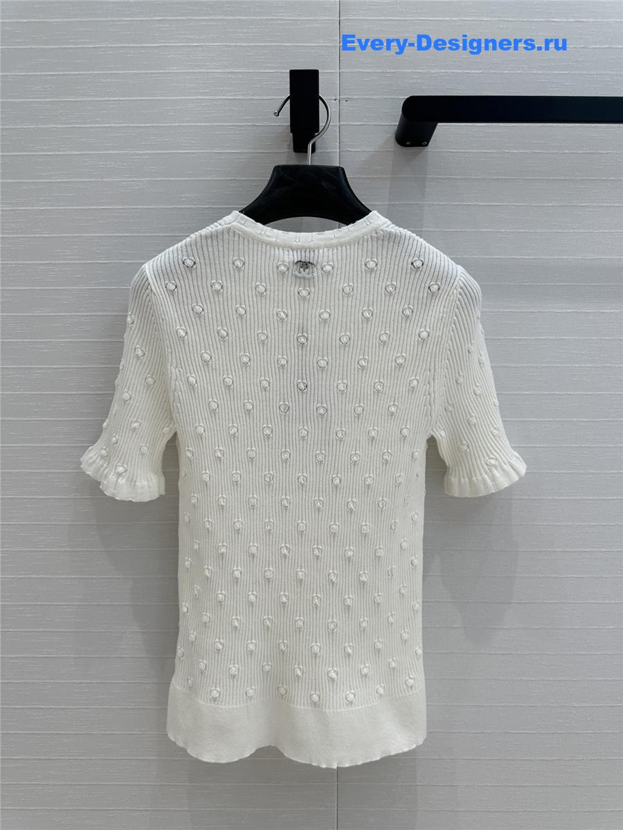 Ch**el white hollow knit top