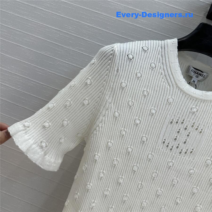 Ch**el white hollow knit top