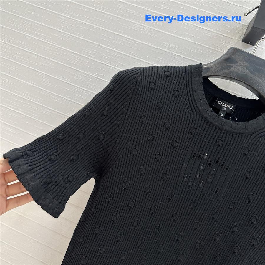 Ch**el black hollow knit top
