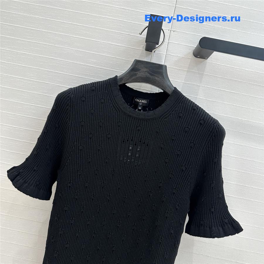 Ch**el black hollow knit top