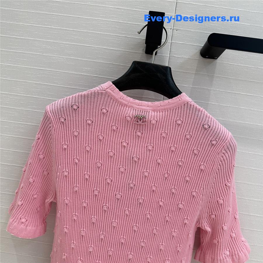 Ch**el pink hollow knit top