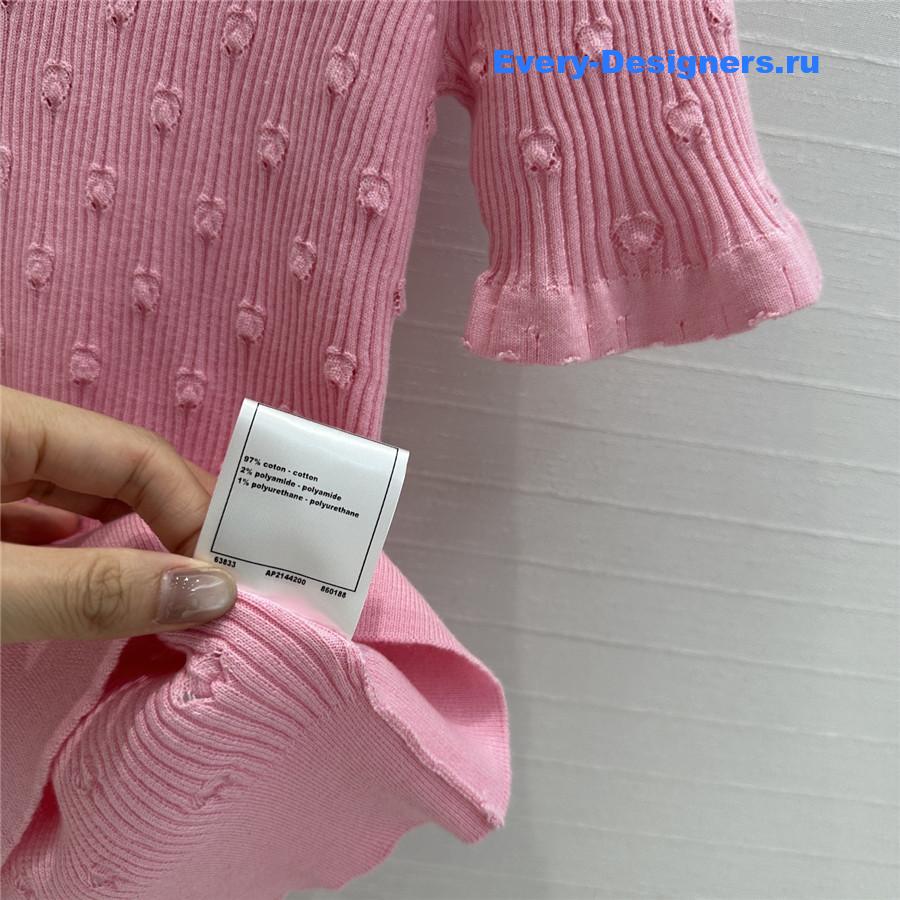 Ch**el pink hollow knit top