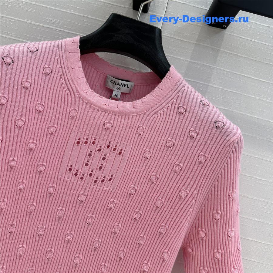 Ch**el pink hollow knit top